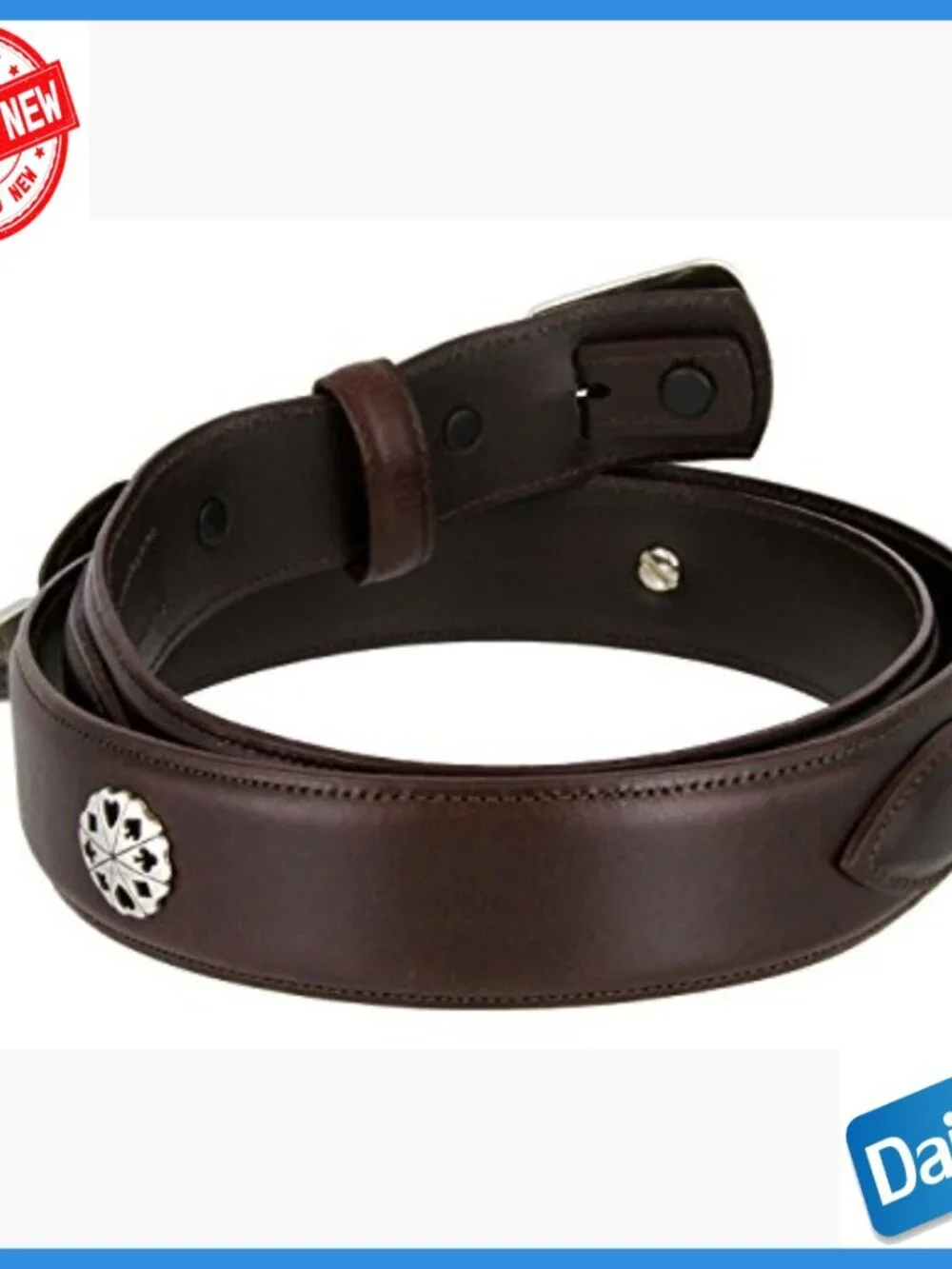 Men's Genuine Leather Western Belt with Poker Card Conchos Size 36